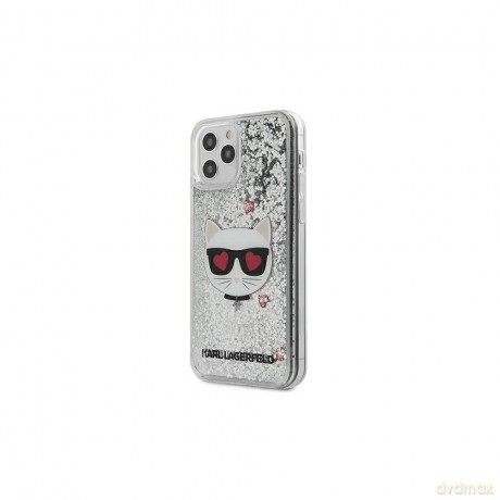 Karl Lagerfeld iPhone 12 Mini 5 KLHCP12SLCGLSL srebrny hard case Liquid Glitter Choupette
