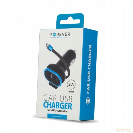 Ładowarka samochodowa Forever CC-02 2xUSB 3A z kablem microUSB