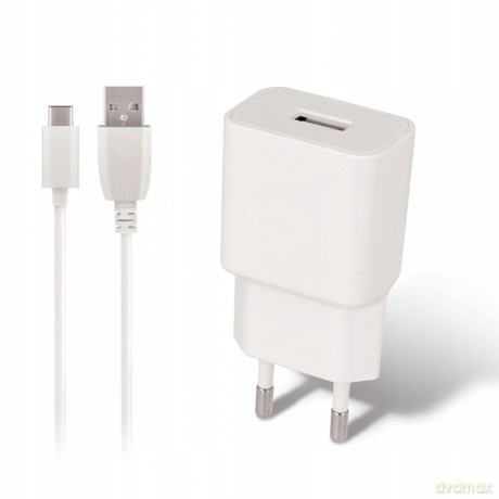 Ładowarka sieciowa Maxlife MXTC-01 USB Fast Charge 2.1A + kabel Typ-C biała
