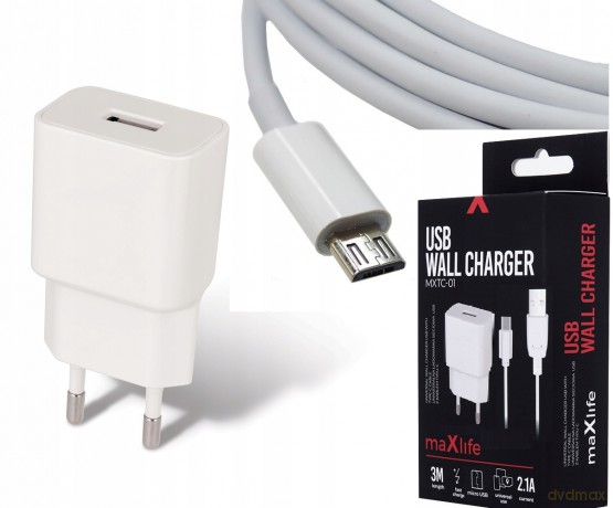 Ładowarka sieciowa Maxlife MXTC-01 USB Fast Charge 2.1A biała