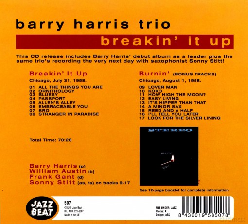 Barry Harris Trio: Breakin' It Up [CD]