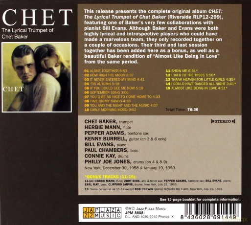 Chet Baker, Bill Evans: Chet: The Lyrical Trumpet of Chet Baker Featuring Bill Evans [CD]