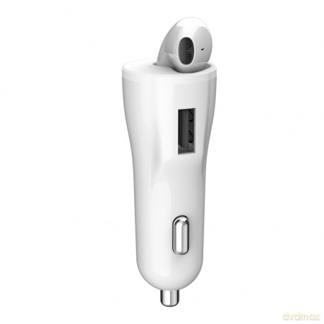XO Ładowarka samochodowa słuchawka bluetooth CB1 biała 1USB 18W