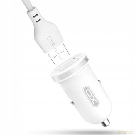 XO Ładowarka samochodowa TZ08 biała 2USB plus kabel micro 2,1A