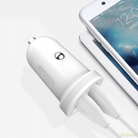 XO Ładowarka samochodowa TZ08 biała 2USB plus kabel micro 2,1A