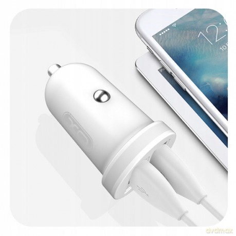 XO Ładowarka samochodowa TZ08 biała 2USB plus kabel typ-C 2,1A