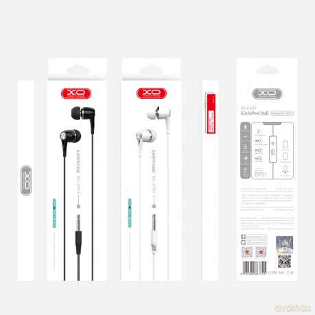 XO Słuchawki przewodowe EP21 jack 3,5mm białe