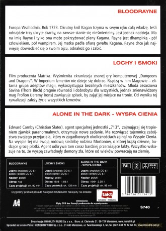Ekranizacje gier komputerowych 1: Lochy i Smoki / BloodRayne / Alone in the Dark: Wyspa cienia BOX [3DVD]