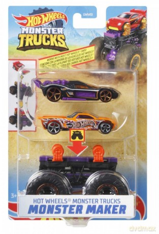 Pojazdy Monster Truck Mix fioletowy i żółty