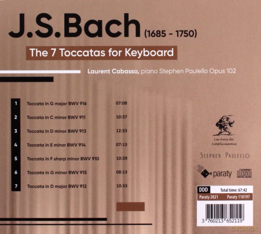 Bach: Complete Toccatas Cabasso (digipack) [CD]