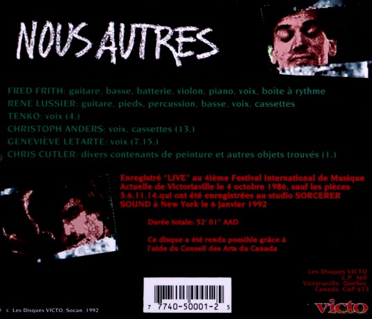 Fred Frith, Rene Lussier: Nous autres [CD]