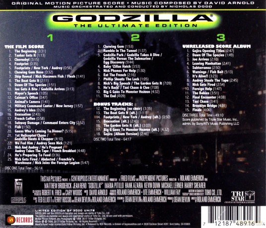 Godzilla: The Ultimate Edition soundtrack soundtrack (David Arnold) [3CD]