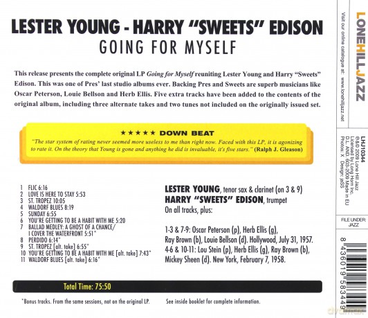 Lester Young, Harry Sweets Edison: Going for Myself [CD]