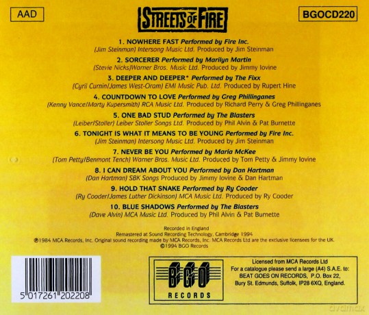 Streets Of Fire soundtrack [CD]