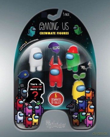 Among Us Crewmate figures 5 pack blister (S1)-1 hidden figure+ 3 hats& accessories
