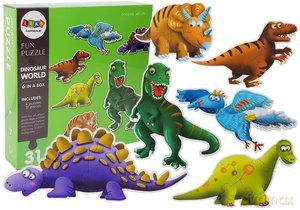 Świat Dinozaurów 31 el. 6 Dinozaurów Diplodok Tyranozaur [PUZZLE]