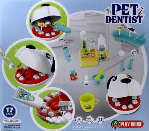 Zestaw Małego Lekarza Dentysty Pies Szczoteczka Wyciskana Pasta do Zębów Dentysta
