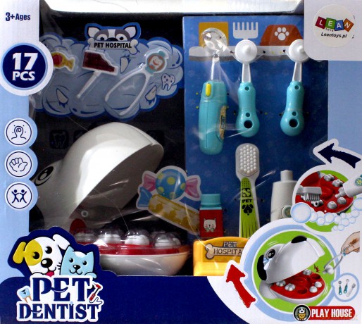 Zestaw Małego Lekarza Dentysty Pies Szczoteczka Wyciskana Pasta do Zębów Dentysta