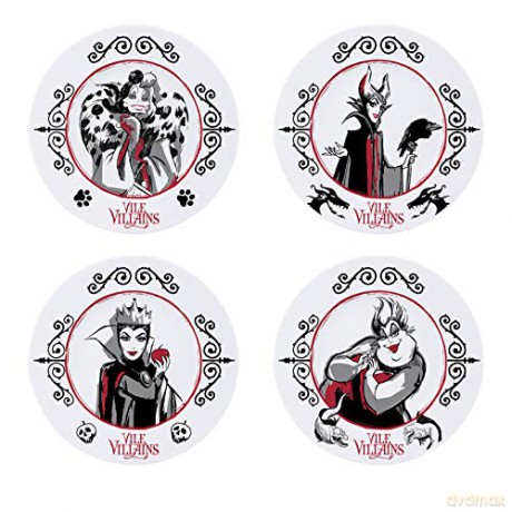 DISNEY - Set of 4 Plates - Disney Villains