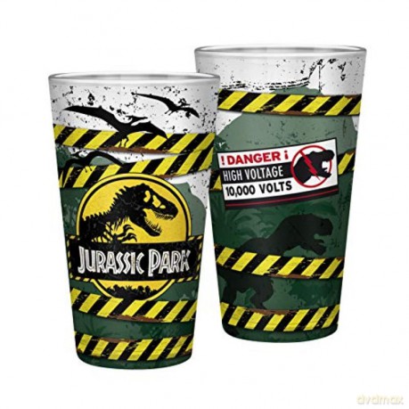 JURASSIC PARK - Duża szklanka - 400 ml -Danger High Voltage