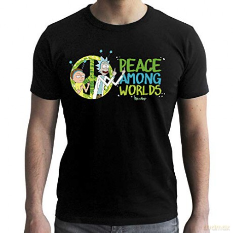 RICK AND MORTY - Tshirt Peace Among Worlds man black - new fit