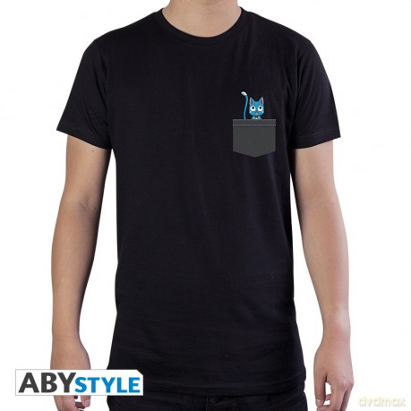 FAIRY TAIL - Tshirt Pocket Happy man black - basic