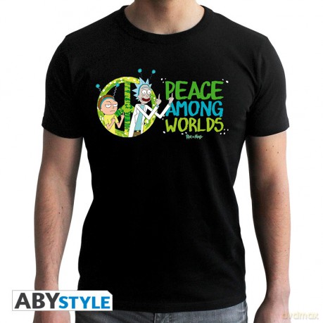 RICK AND MORTY - Tshirt Peace Among Worlds man black - new fit