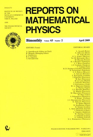 Reports on Mathematical Physics 63/2 [KSIĄŻKA]
