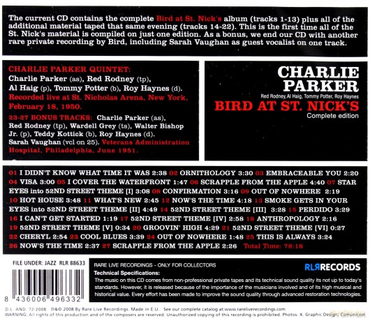 Charlie Parker: Bird At St. Nick's - Complete Edition [CD]
