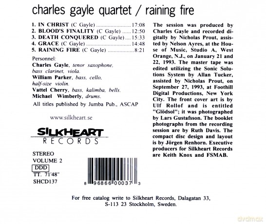 Charles Gayle Quartet: Raining Fire [CD]