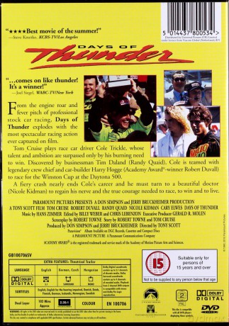 Days Of Thunder (Szybki jak błyskawica) [DVD]