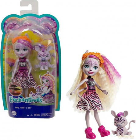 Lalka Enchantimals Lalka Zaddie + zebra