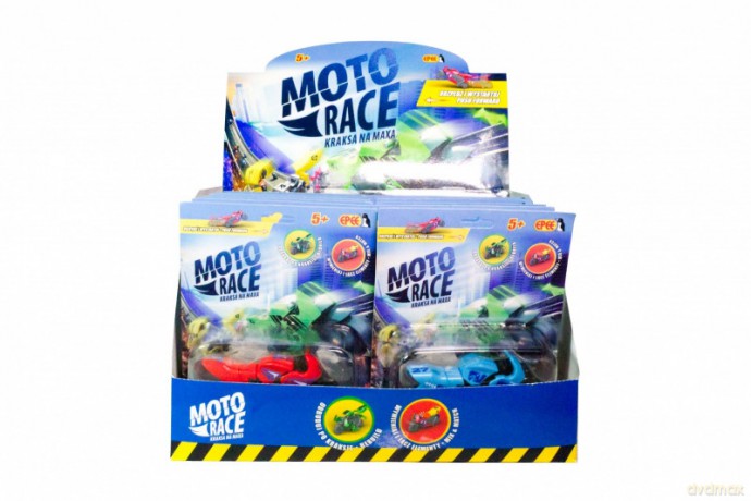 Moto Race - Kraksa na maksa - Motorek 8.5 cm na blisterze. Mix 6 kolorów/ Display 12 sztuk