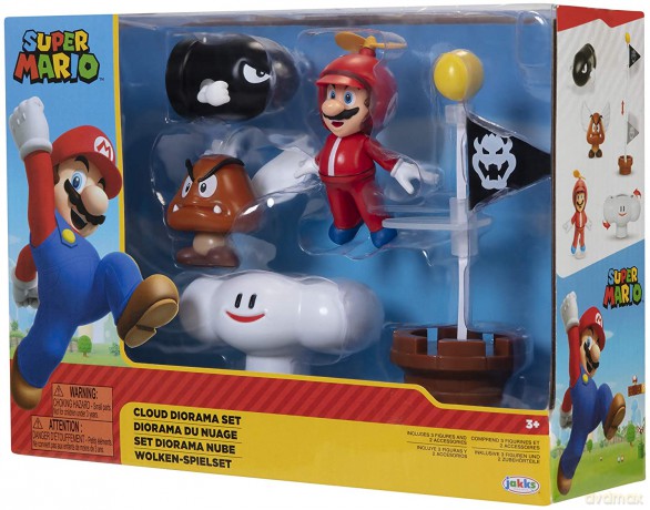 Super Mario Zestaw Cloud Diorama z 6,5 cm figurkami