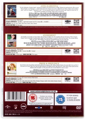 Anna Karenina / Atonement / Pride & Prejudice (Pokuta / Duma i uprzedzenie) [3DVD]