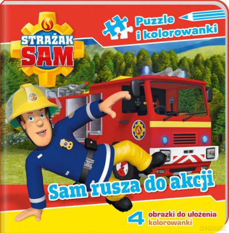 Strażak Sam Puzzle i kolorowanki Sam rusza na akcję [KSIĄŻKA]