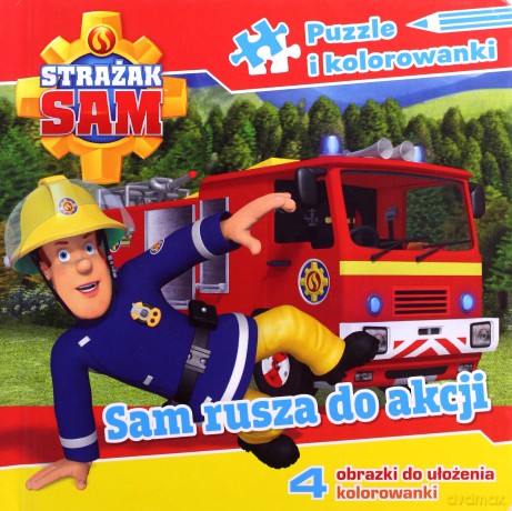 Strażak Sam Puzzle i kolorowanki Sam rusza na akcję [KSIĄŻKA]
