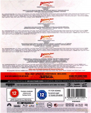 Indiana Jones: Raiders of the Lost Ark / Indiana Jones and the Temple of Doom / Indiana Jones and the Last Crusade / Indiana Jones and the Kingdom of the Crystal Skull [4xBlu-Ray 4K]+[5xBlu-Ray]