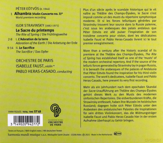 Stravinsky: Le Sacre Du Printemps Heras-Casado Faust Orchestre De Paris (digipack) [CD]