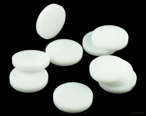 Znaczniki akryl białe okrągłe 22x3mm 10 szt