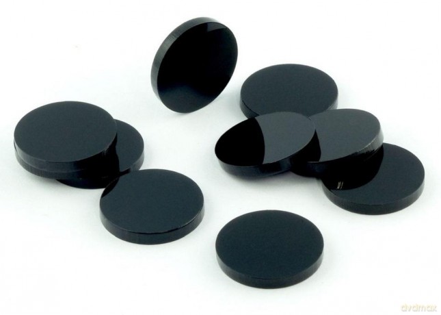 Znaczniki akryl czarne okrągłe 15x3mm 10 szt