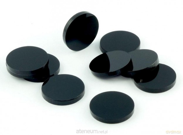 Znaczniki akryl czarne okrągłe 22x3mm 10 szt