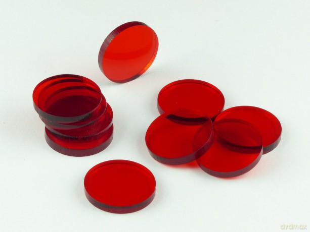 Znaczniki akryl czerwone okrągłe 22x3mm 10 szt