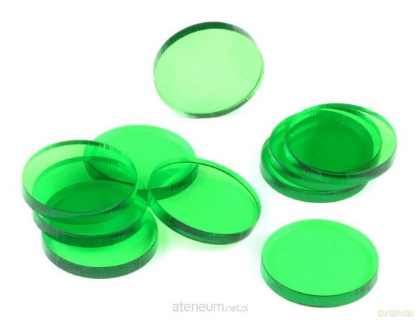 Znaczniki akryl zielone okrągłe 22x3mm 10 szt