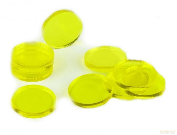 Znaczniki akryl żółte okrągłe 22x3mm 10 szt