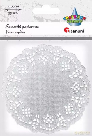 Serwetki papierowe okrągłe 11,5cm białe 35 sztuk