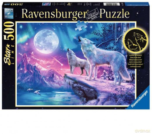 RAVENSBURGER 500 el. Wilk w zorzy polarnej [PUZZLE]