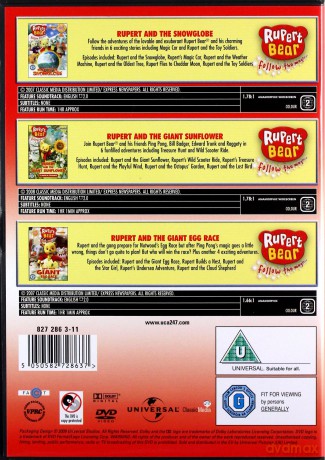 Rupert The Bear: Snowglobe / Giant Egg Race / Giant Sunflower [BOX] [3DVD]