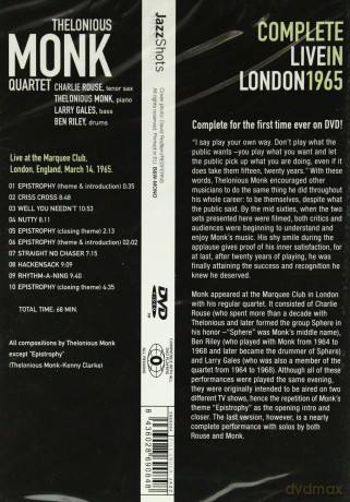 Thelonious Monk Quartet: Complete Live In London 1965 [DVD]