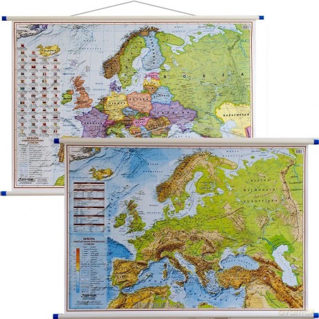 Europa. Mapa dwustronna fiz.-polit. 1:7 000 000